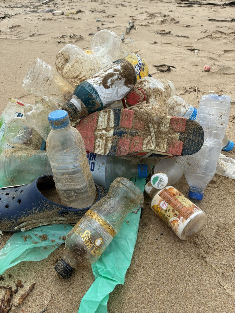 ２０２５年１２月２７日　岩屋海岸清掃で回収した大量の海洋ごみ